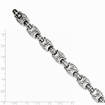 Stainless Steel Antiqued Link 8.5in Bracelet