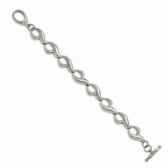 Stainless Steel Polished Fancy Link 8.25in Toggle Bracelet