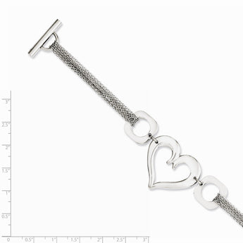 Stainless Steel Polished Heart 7.75in Toggle Bracelet