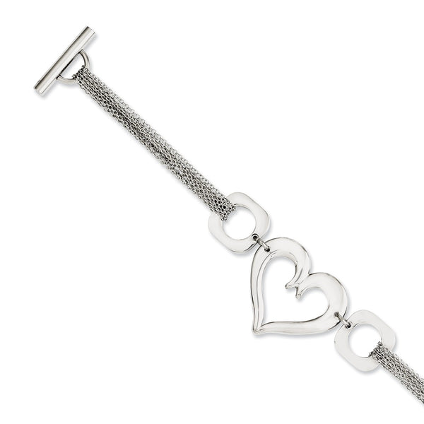 Stainless Steel Polished Heart 7.75in Toggle Bracelet