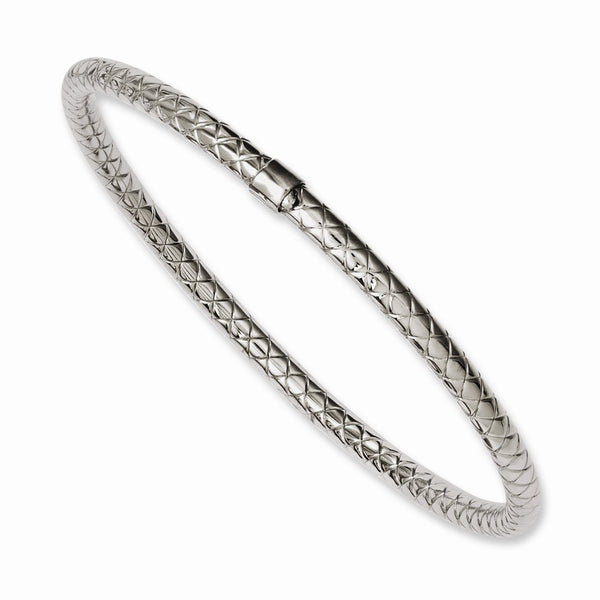 Stainless Steel Textured & Polished Slip-on Bangle