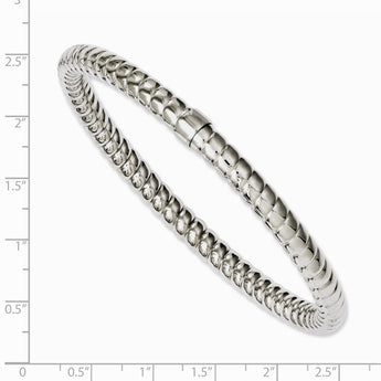 Stainless Steel Textured & Polished Hollow Slip-on Bangle