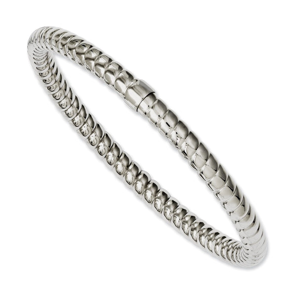 Stainless Steel Textured & Polished Hollow Slip-on Bangle