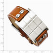Stainless Steel Brown Leather Adjustable Buckle Bracelet