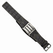Stainless Steel Black Leather Adjustable Buckle Bracelet