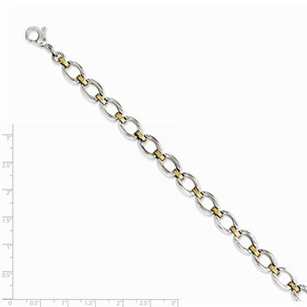 Stainless Steel Yellow IP-plated & Polished Ovals 8.25in Bracelet
