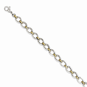 Stainless Steel Yellow IP-plated & Polished Ovals 8.25in Bracelet