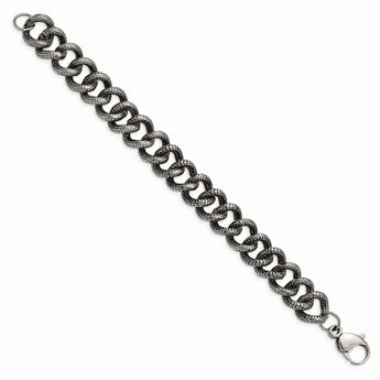 Stainless Steel Antiqued & Textured Links 8.5in Bracelet