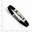 Stainless Steel Black Rubber 7.75in Bracelet - Birthstone Company