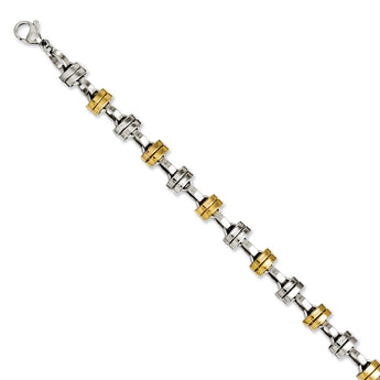 Stainless Steel Yellow IP-plated & Polished Links 8.25in Bracelet