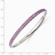 Stainless Steel Polished Light Purple Crystal Rounded Bangle