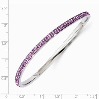 Stainless Steel Polished Light Purple Crystal Wavy Bangle