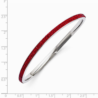 Stainless Steel Polished Red Crystal Wavy Bangle