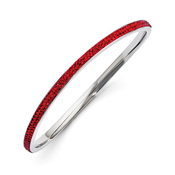 Stainless Steel Polished Red Crystal Wavy Bangle