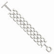 Stainless Steel Double Row Square Polished Toggle Bracelet