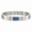 Stainless Steel Blue Carbon Fiber Inlay Polished Bracelet