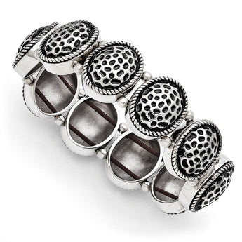 Stainless Steel Oval Antiqued Stretch Bracelet