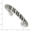 Stainless Steel Crystal Antiqued Cuff Bangle