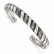 Stainless Steel Crystal Antiqued Cuff Bangle