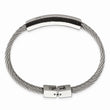 Stainless Steel Brushed Black IP-plated CZ Polished Bracelet