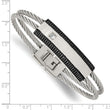 Stainless Steel Brushed Black IP-plated CZ Polished Bracelet