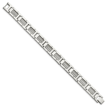 Stainless Steel Wire Brushed & Polished 8.5in Bracelet