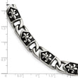 Stainless Steel Polished/Antiqued Fleur de Lis Bracelet