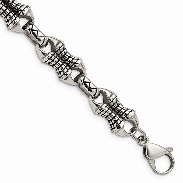 Stainless Steel Antiqued Patterned Bracelet