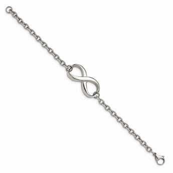 Stainless Steel Polished Infinity Symbol and Link Bracelet