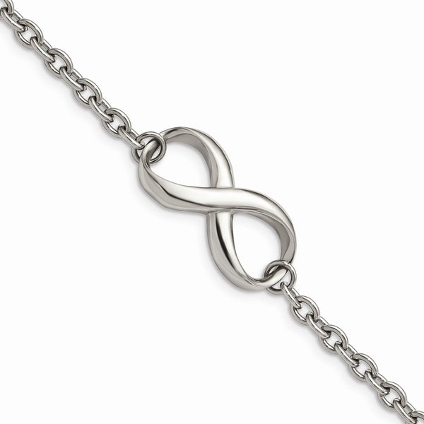 Stainless Steel Polished Infinity Symbol and Link Bracelet