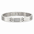 Stainless Steel Polished Grey Carbon Fiber Inlay Bracelet