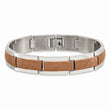 Stainless Steel Polished and Textured Brown IP-plated Bracelet