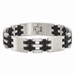 Stainless Steel Black Rubber 8.75in Bracelet