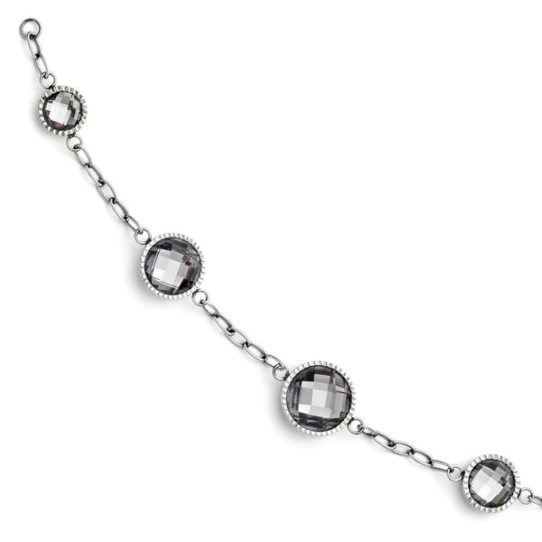Stainless Steel Grey Glass Polished Bracelet