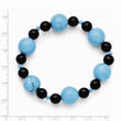 Black Agate & Dyed Howlite Turquoise Color Stretch Bracelet