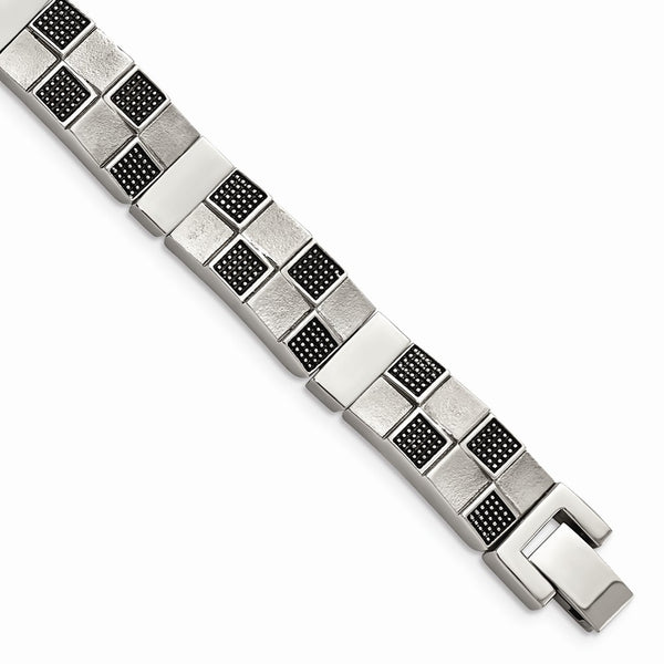 Stainless Steel Antiqued Brushed and Polished Bracelet