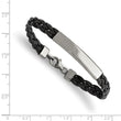 Stainless Steel Polished Leather ID Bracelet