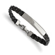 Stainless Steel Polished Leather ID Bracelet