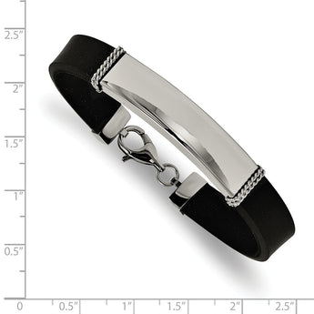 Stainless Steel Polished Rubber ID Bracelet