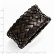 Stainless Steel Brushed Brown Italian Woven Leather Bracelet