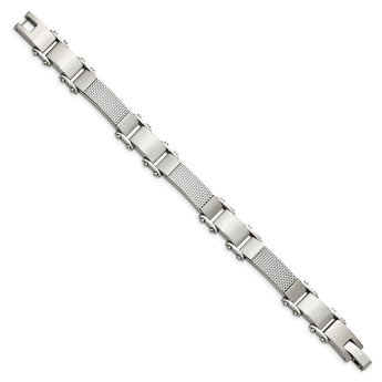 Stainless Steel Polished w/Solid Grey Carbon Fiber 9in Bracelet