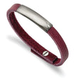 Stainless Steel Polished Purple Leather Adjustable Bracelet
