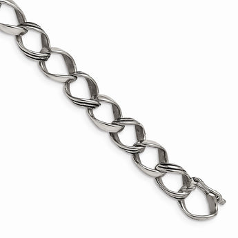 Stainless Steel Polished and Antiqued Fancy Link Bracelet