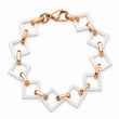Stainless Steel and Ceramic Rose IP-plated Squares Bracelet