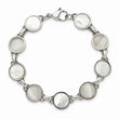 Stainless Steel Polished Cat's Eye and Mother of Pearl Bracelet
