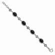 Stainless Steel Polished Black Onyx/CZ w/.75in ext. Bracelet