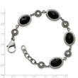 Stainless Steel Polished Black Onyx/CZ w/.75in ext. Bracelet