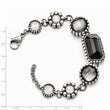 Stainless Steel Polished/Antiqued Glass w/1in ext. Bracelet