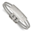 Stainless Steel Polished and Brushed CZ Wire Bracelet