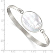 Stainless Steel Polished Oval Mother of Pearl Bracelet
